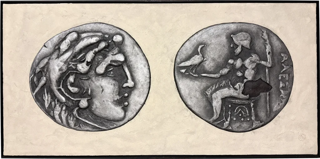 The Lost Coin — Plaster Relief · Mixed Media, 48 × 24 in