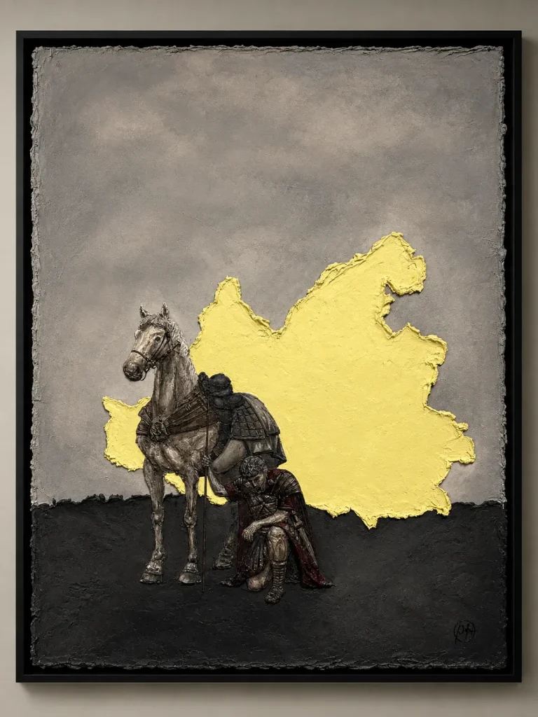 Not In Horses — Plaster Relief · Mixed Media, 36 × 48 in
